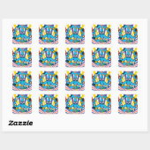 Retro Vredesteken Vierkante Sticker (Vel)