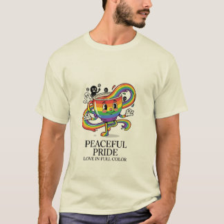 Retro Vreedzame Pride Regenboog Koffiekop T-Shirt