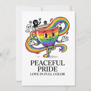 Retro Vreedzame Pride Regenboog Koffiekop T-Shirt Kaart