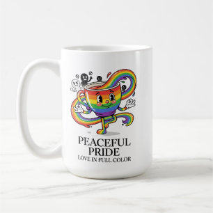 Retro Vreedzame Pride Regenboog Koffiekop T-Shirt Koffiemok
