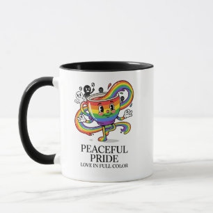 Retro Vreedzame Pride Regenboog Koffiekop T-Shirt Mok