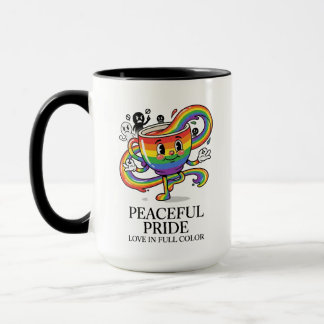 Retro Vreedzame Pride Regenboog Koffiekop T-Shirt Mok