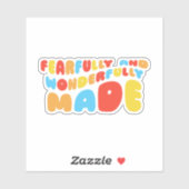 Retro Vreemd & Prachtig gemaakte Psalmen 139:14 Sticker (Vel)