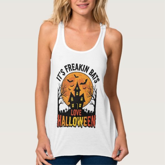 Retro Vreselijke Vleermuizen Liefhebben Halloween Tanktop (Voorkant)