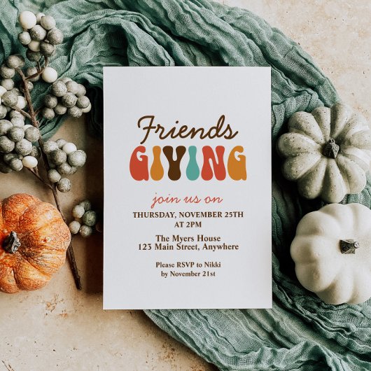 retro vrienden die Thanksgiving geven Kaart