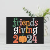 Retro Vrienden Geven 2024 Thanksgiving Herfst Feestdagenkaart (Staand voorkant)