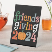 Retro Vrienden Geven 2024 Thanksgiving Herfst Reclamebord Met Voetstuk (Insitu)