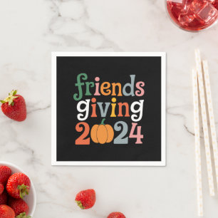 Retro Vrienden Geven 2024 Thanksgiving Herfst Servet