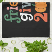 Retro Vrienden Geven 2024 Thanksgiving Herfst Theedoek (Gevouwen)