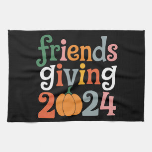 Retro Vrienden Geven 2024 Thanksgiving Herfst Theedoek