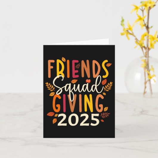 Retro Vriendschap Squad 2025 Thanksgiving Groep Kaart (Gele Bloem)