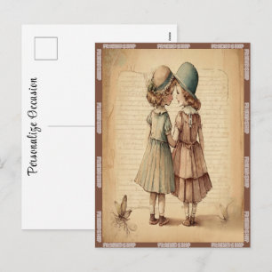 Retro Vriendschap Vieren Dit Seizoen Schattig Feestdagenkaart