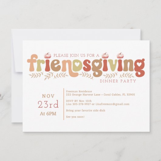 Retro Vriendschappen geven Diner Uitnodiging (Voorkant)