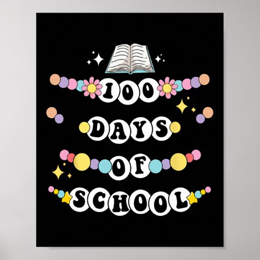 Retro Vriendschapsarmband 100 dagen Kinder school Poster (Voorkant)