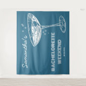 Retro vrijgezellenfeest achtergrond Boho turquoise Wandkleed (Voorkant)