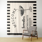 Retro vrijgezellenfeest achtergrond cocktail wandkleed (In situ)