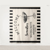 Retro vrijgezellenfeest achtergrond cocktail wandkleed (Voorkant)