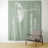 Retro vrijgezellenfeest achtergrond groen cocktail wandkleed (In situ)