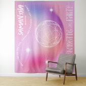 Retro vrijgezellenfeest achtergrond Groovy 70s roz Wandkleed (In situ)