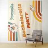 Retro vrijgezellenfeest achtergrond Groovy 70s Wandkleed (In situ)