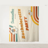 Retro vrijgezellenfeest achtergrond Groovy 70s Wandkleed (Voorkant)