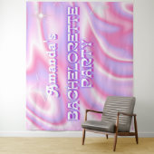 Retro vrijgezellenfeest achtergrond Groovy Roze Wandkleed (In situ)