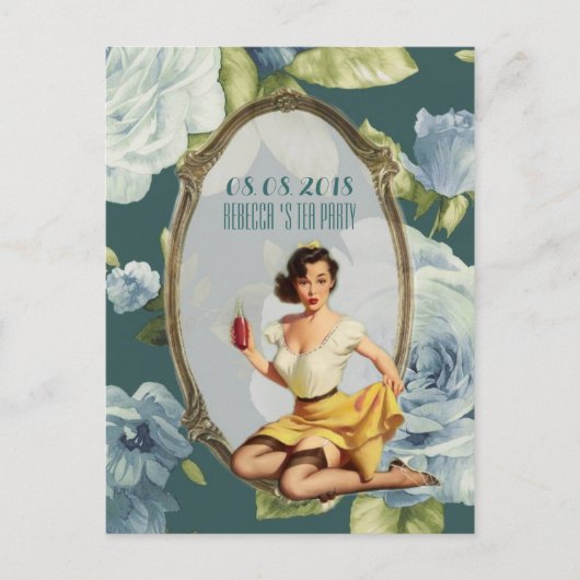 retro Vrijgezellenfeest Tea Party Bewaar de datum Aankondigingskaart (Voorkant)