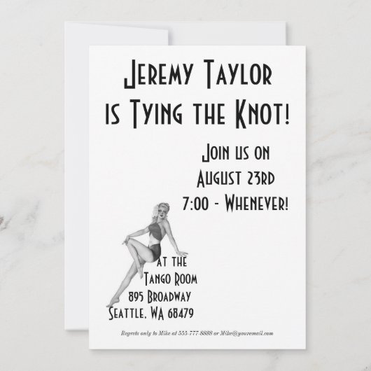 Retro vrijgezellenfeest uitnodigingen (Achterkant)