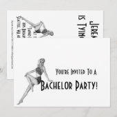 Retro vrijgezellenfeest uitnodigingen (Voorkant / Achterkant)