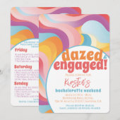 Retro vrijgezellenfeest versuft en verloofd kaart (Voorkant / Achterkant)