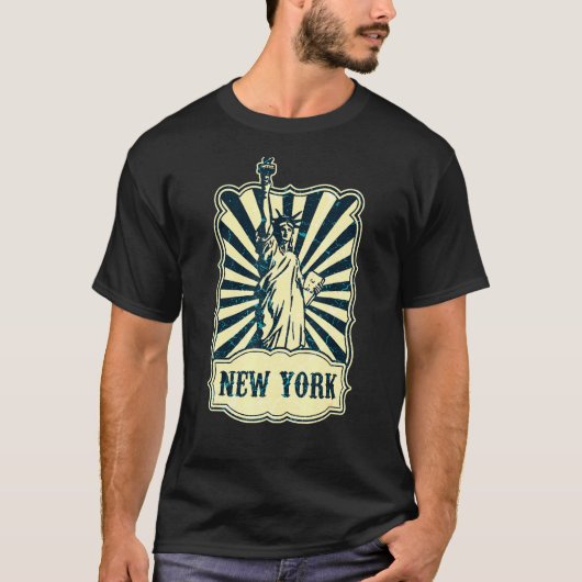 Retro Vrijheidsbeeld New York City America USA T-shirt (Voorkant)