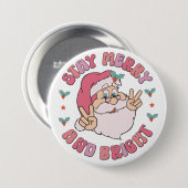 Retro vrolijk & blijde Kerstman Ronde Button 7,6 Cm (Voorkant /achterkant)
