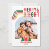 Retro Vrolijk en Bright Arch Foto Kerstmis Feestdagenkaart (Voorkant)
