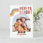 Retro Vrolijk en Bright Arch Foto Kerstmis Feestdagenkaart (Staand voorkant)