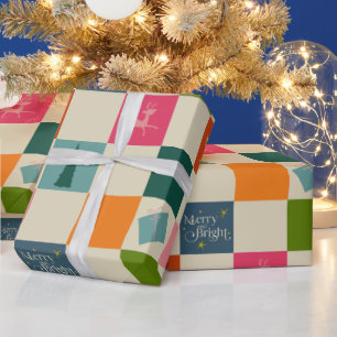 Retro vrolijk en fel kerstcadeaupapier cadeaupapier