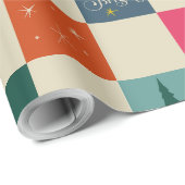 Retro vrolijk en fel kerstcadeaupapier cadeaupapier (Rol Hoek)