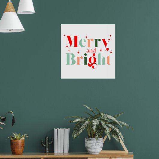 Retro vrolijk en fel Kerstmis Poster (Woonkamer 1)
