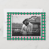 Retro Vrolijk en getrouwd Pas getrouwd Plaid Chris Feestdagenkaart (Voorkant)