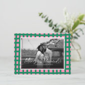 Retro Vrolijk en getrouwd Pas getrouwd Plaid Chris Feestdagenkaart (Staand voorkant)