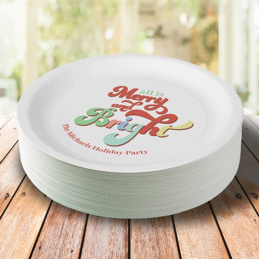 Retro vrolijk en helder aangepaste kerst papieren bordje