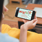 Retro vrolijk en helder kerstfeest kaart