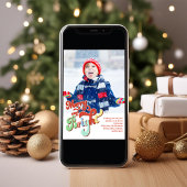 Retro Vrolijk en helder Kerstfoto Feestdagenkaart