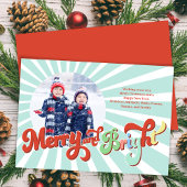 Retro Vrolijk en helder Kerstfoto Feestdagenkaart