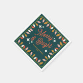 Retro vrolijk en helder kerstlicht groen servet (Hoek)