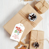 Retro vrolijk en helder kerstpakket cadeaulabel