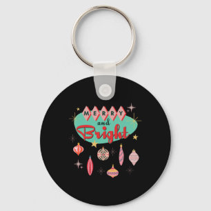 Retro vrolijk en helder mid-century modern Kerstmi Sleutelhanger
