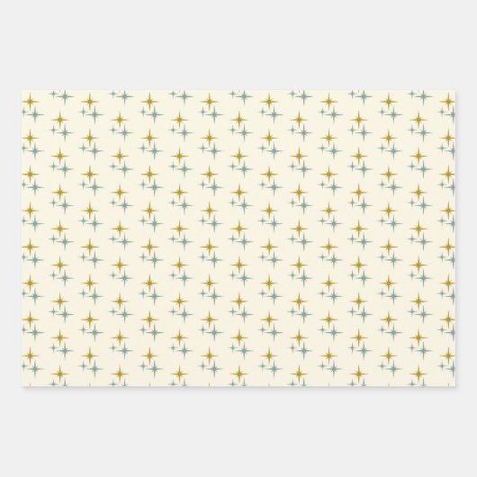 Retro Vrolijk en helder Midcentury Modern Kerstmis Inpakpapier Vel (Voorkant 3)