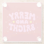 Retro vrolijk en helder vakantieontwerp glazen onderzetter (Achterkant)