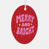 Retro vrolijk en helder vakantieontwerp metalen ornament (Voorkant Rechts)
