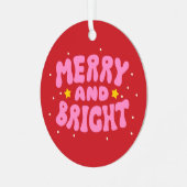 Retro vrolijk en helder vakantieontwerp metalen ornament (Voorkant links)